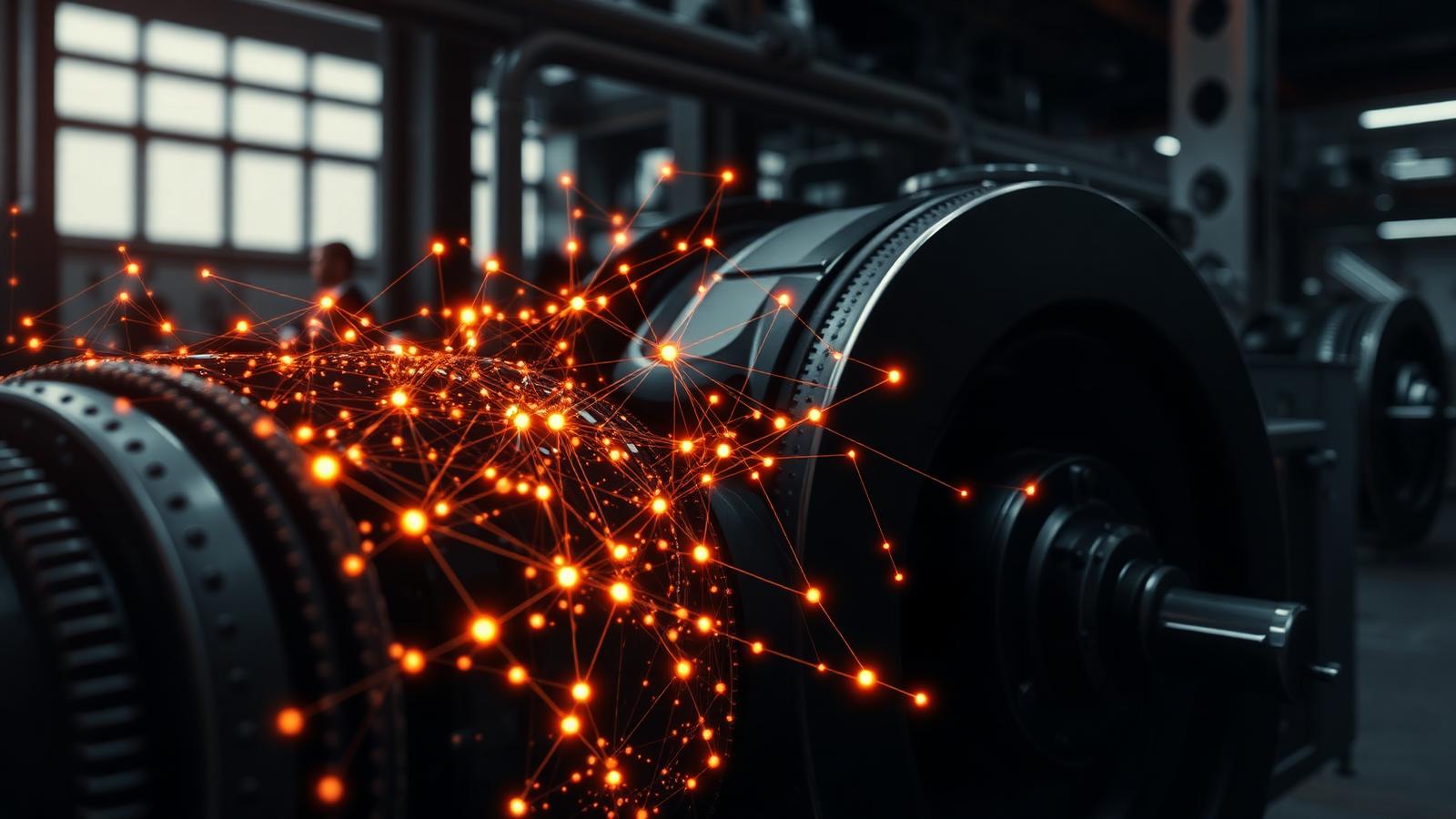 AI neural network overlay on an industrial motor